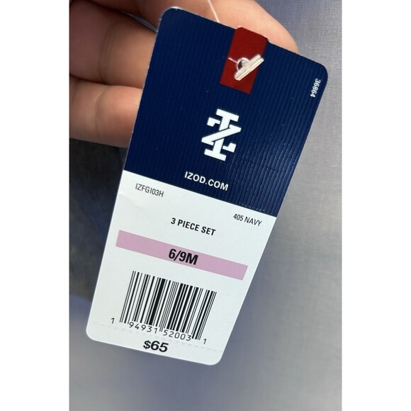 IZOD Baby Boy 3 Piece Argyle Sweater Set Plaid Shirt Pants 6-9 Mo. NWT MSRP $65 - Picture 2 of 6